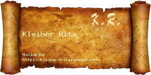 Kleiber Rita névjegykártya